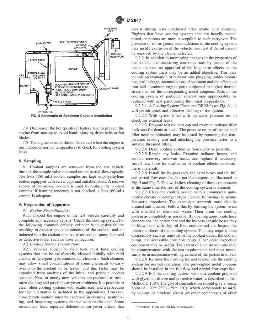 ASTM D2847-99 - Standard Practice for Testing Engine Coolants in Car and Light Truck Service