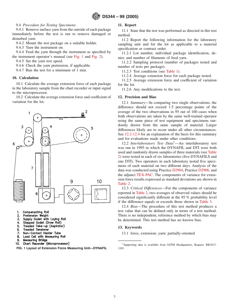 ASTM D5344-99(2005) - Standard Test Method for Extension Force of Partially Oriented Yarn