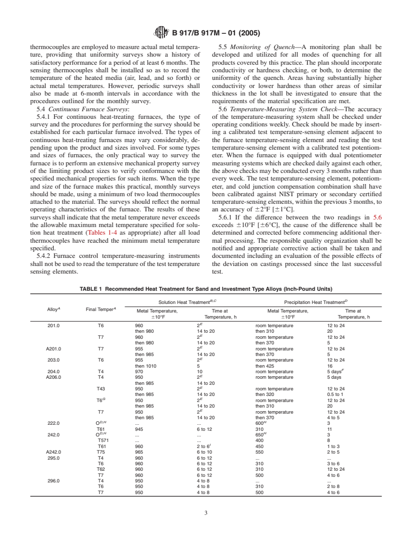 ASTM B917/B917M-01(2005) - Standard Practice for Heat Treatment of Aluminum-Alloy Castings from All Processes