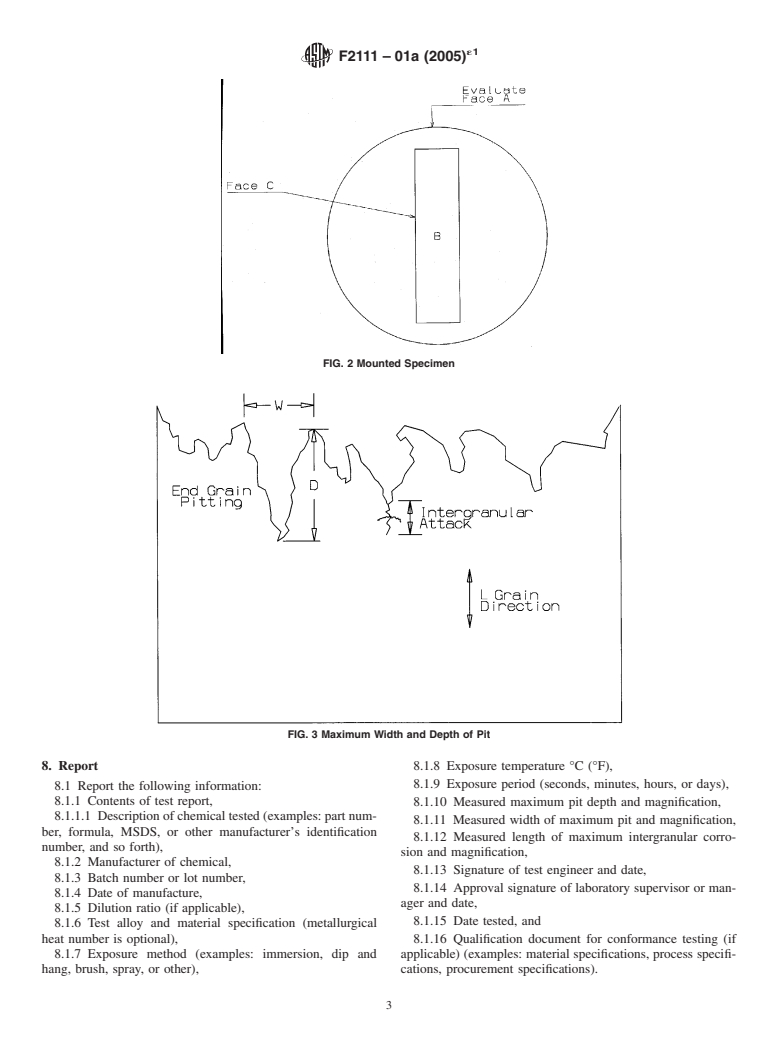 ASTM F2111-01a(2005)e1 - Standard Practice for Measuring Intergranular Attack or End Grain Pitting on Metals Caused by Aircraft Chemical Processes