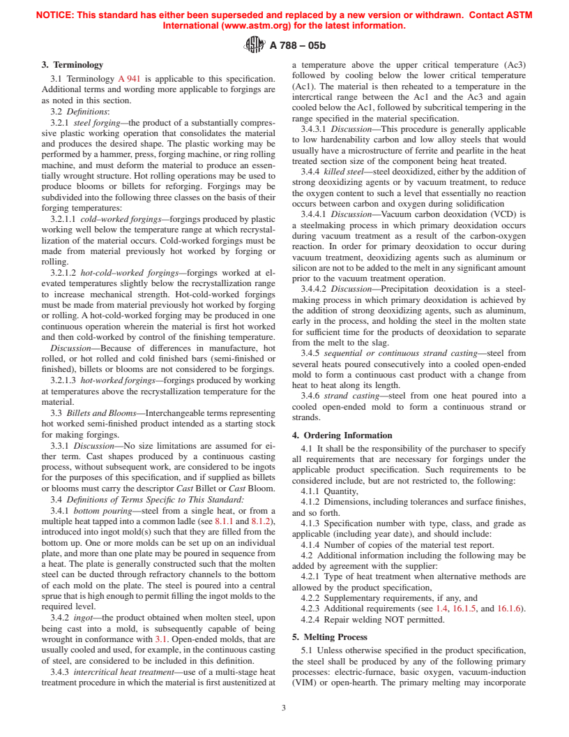 ASTM A788-05b - Standard Specification for Steel Forgings, General Requirements