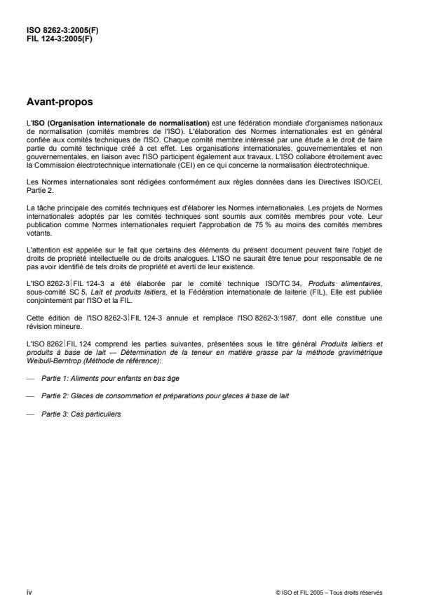 ISO 8262-3:2005 ISO 8262-3:2005 - Produits laitiers et produits a base de lait -- Détermination de la teneur en matiere grasse par la méthode gravimétrique Weibull-Berntrop (Méthode de référence) - Page 4 preview