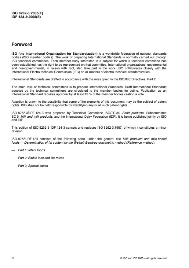 ISO 8262-3:2005 ISO 8262-3:2005 - Milk products and milk-based foods -- Determination of fat content by the Weibull-Berntrop gravimetric method (Reference method) - Page 4 preview