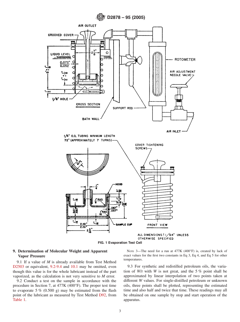 ASTM D2878-95(2005) - Standard Test Method for Estimating Apparent Vapor Pressures and Molecular Weights of Lubricating Oils