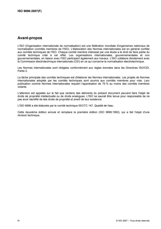 ISO 9696:2007 ISO 9696:2007 - Qualité de l'eau -- Mesurage de l'activité alpha globale des eaux non salines -- Méthode par source concentrée - Page 4 preview