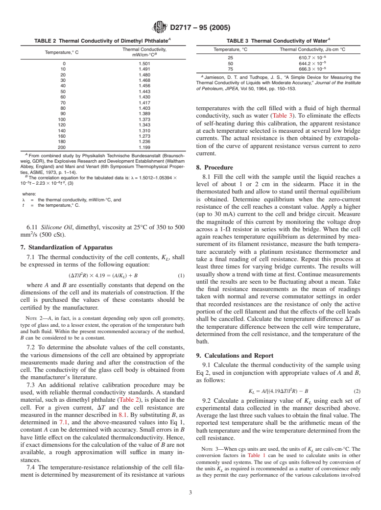 ASTM D2717-95(2005) - Standard Test Method for Thermal Conductivity of Liquids