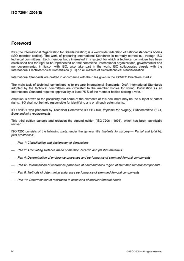ISO 7206-1:2008 ISO 7206-1:2008 - Implants for surgery -- Partial and total hip joint prostheses - Page 4 preview