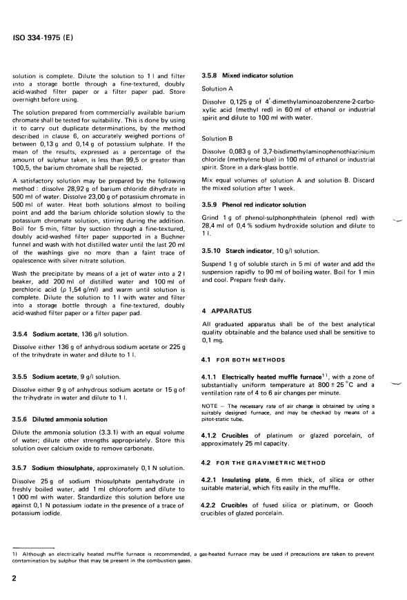 ISO 334:1975 - Coal and coke -- Determination of total sulphur -- Eschka method