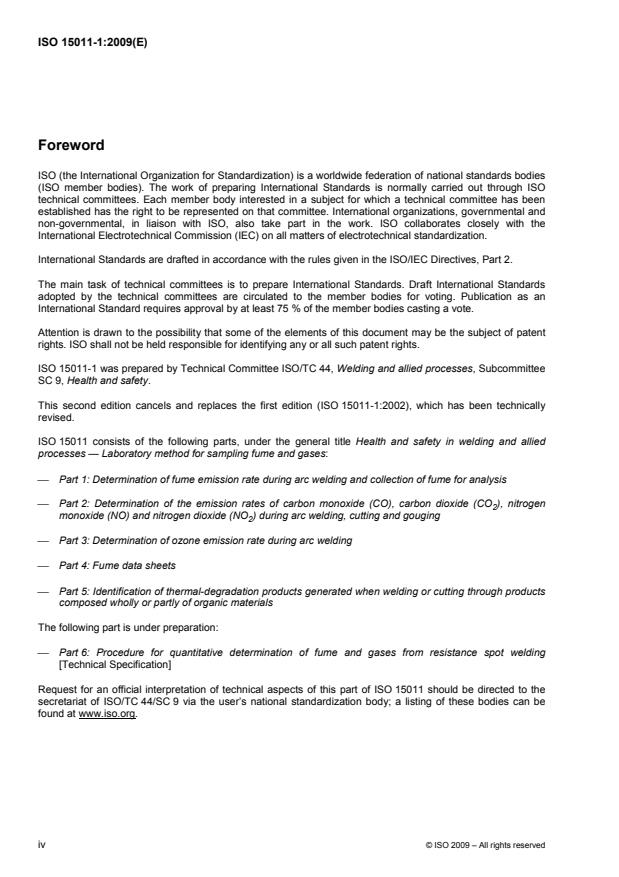 ISO 15011-1:2009 ISO 15011-1:2009 - Health and safety in welding and allied processes -- Laboratory method for sampling fume and gases - Page 4 preview