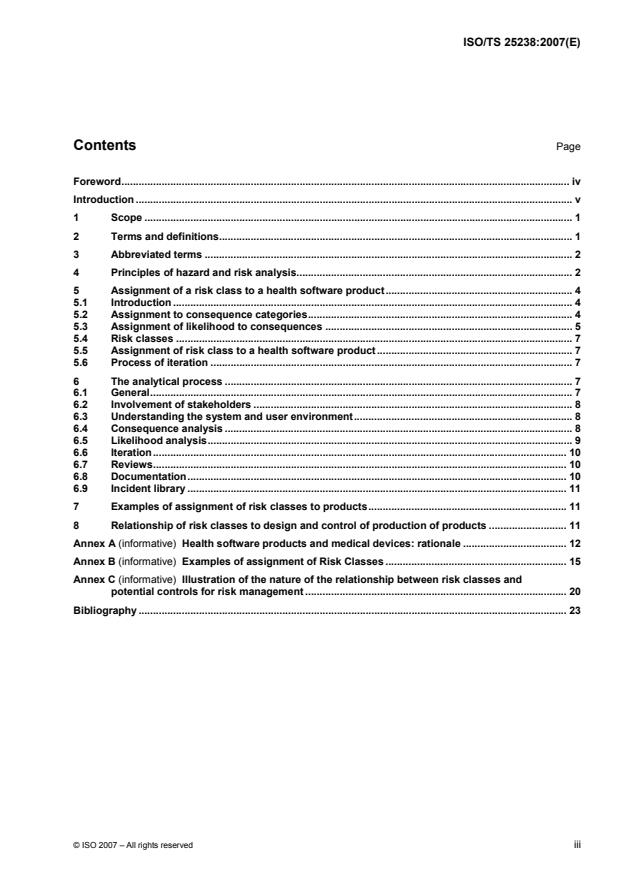 ISO/TS 25238:2007 - Health informatics -- Classification of safety risks from health software