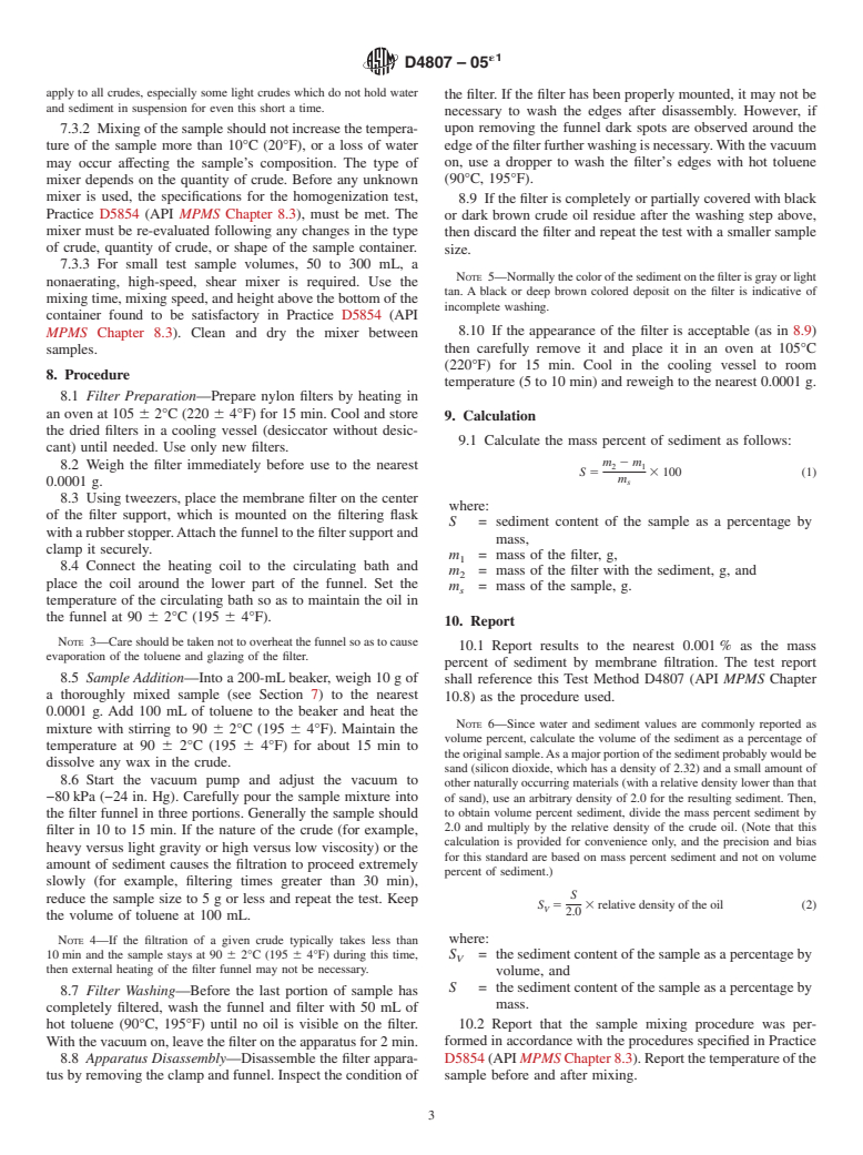 ASTM D4807-05e1 - Standard Test Method for Sediment in Crude Oil by Membrane Filtration