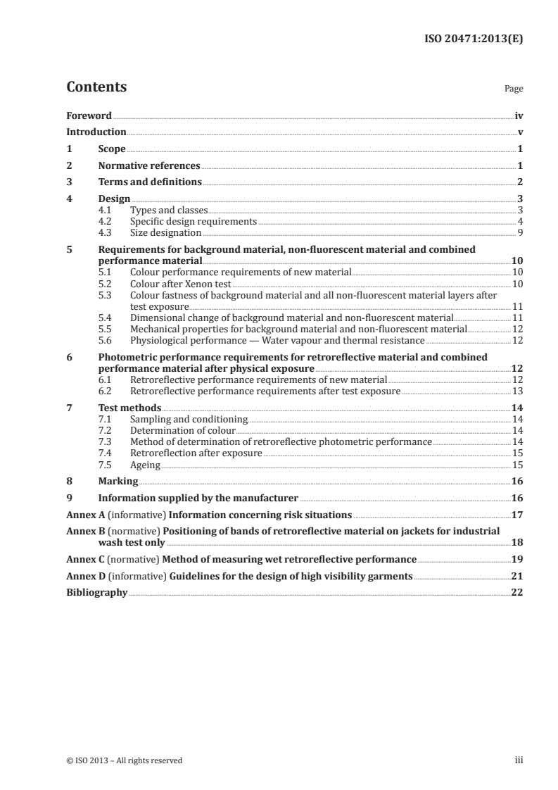 ISO 20471:2013 - High visibility clothing — Test methods and requirements
Released:5/23/2013