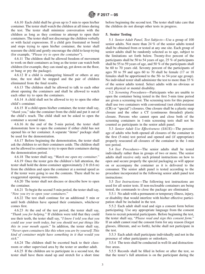 ASTM F2517-05 - Standard Specification for Determination of Child Resistance of Portable Fuel Containers for Consumer Use