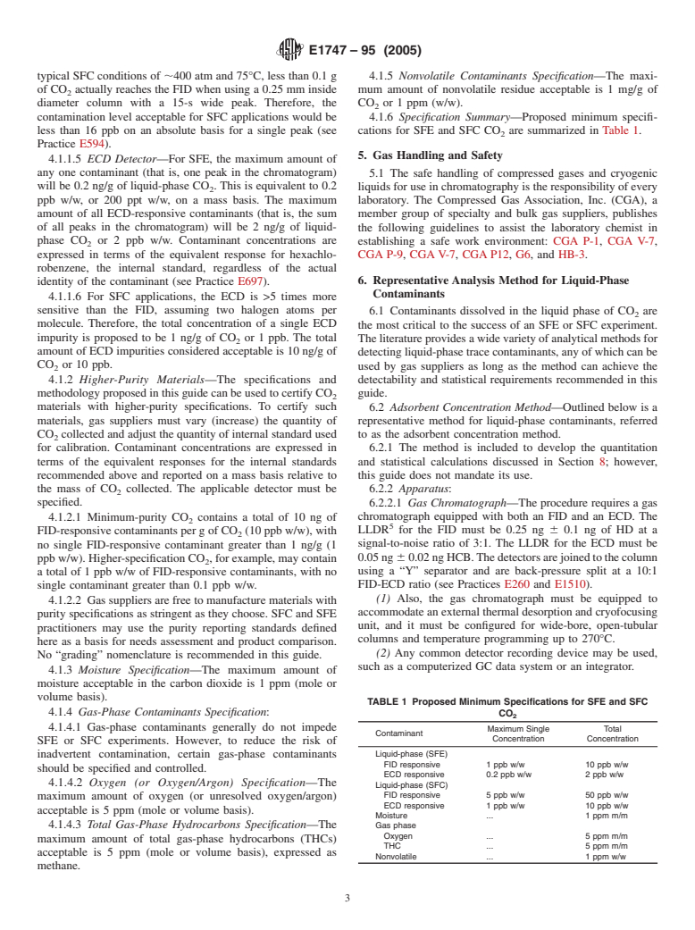 ASTM E1747-95(2005) - Standard Guide for Purity of Carbon Dioxide Used in Supercritical Fluid Applications