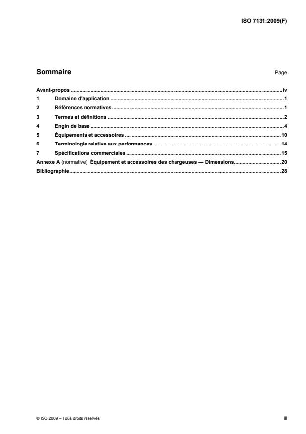 ISO 7131:2009 - Engins de terrassement -- Chargeuses -- Terminologie et spécifications commerciales