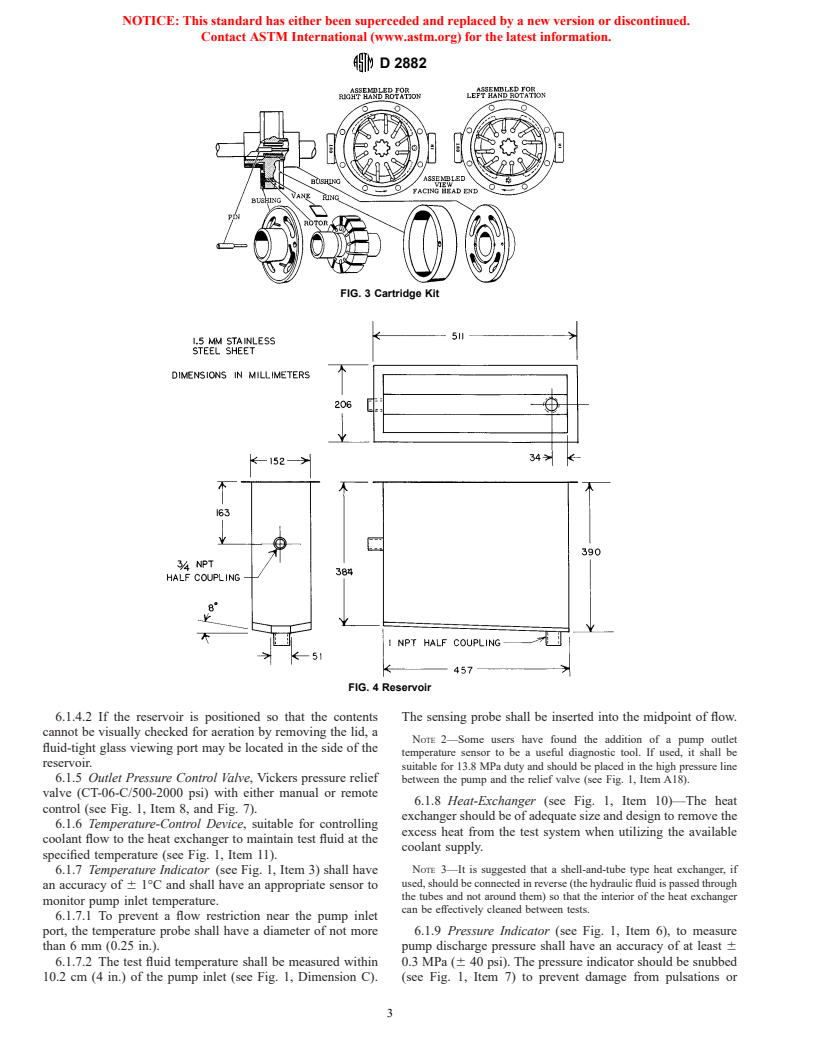 ASTM D2882-00 - Standard Test Method for Indicating the Wear Characteristics of Petroleum and Non-Petroleum Hydraulic Fluids in Constant Volume Vane Pump (Withdrawn 2003)