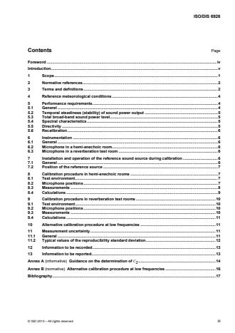 ISO 6926:2016 - Acoustics -- Requirements for the performance and calibration of reference sound sources used for the determination of sound power levels