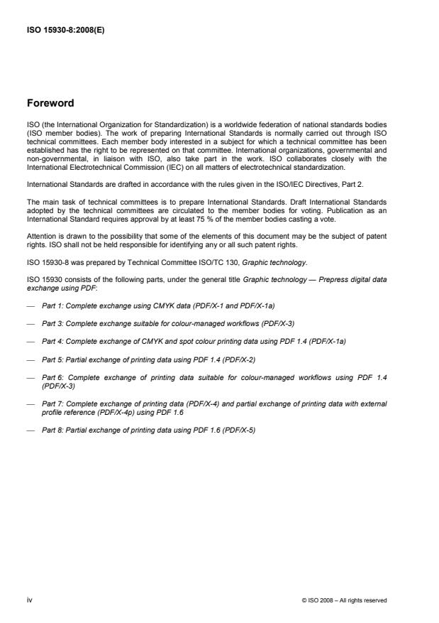 ISO 15930-8:2008 ISO 15930-8:2008 - Graphic technology -- Prepress digital data exchange using PDF - Page 4 preview