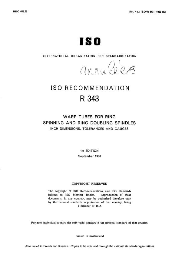 ISO/R 343:1963 - Withdrawal of ISO/R 343-1963