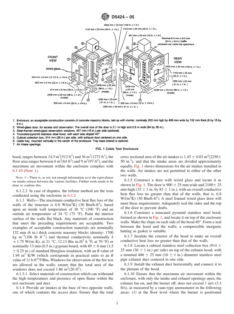 ASTM D5424-05 - Standard Test Method for Smoke Obscuration of Insulating Materials Contained in Electrical or Optical Fiber Cables When Burning in a Vertical Cable Tray Configuration