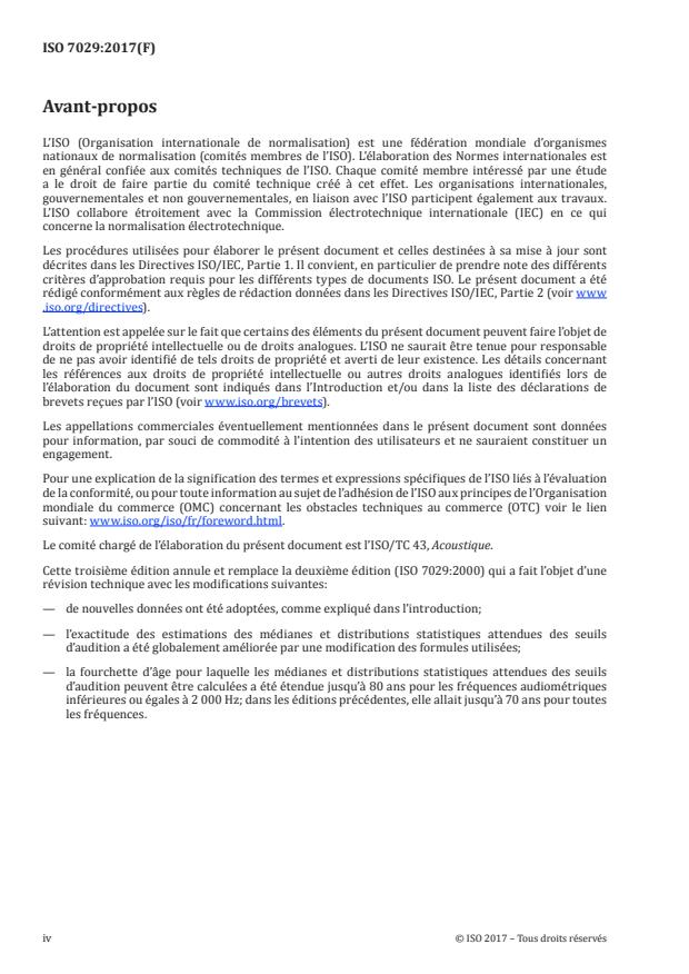 ISO 7029:2017 ISO 7029:2017 - Acoustique -- Distribution statistique des seuils d'audition en fonction de l'âge et du sexe - Page 4 preview