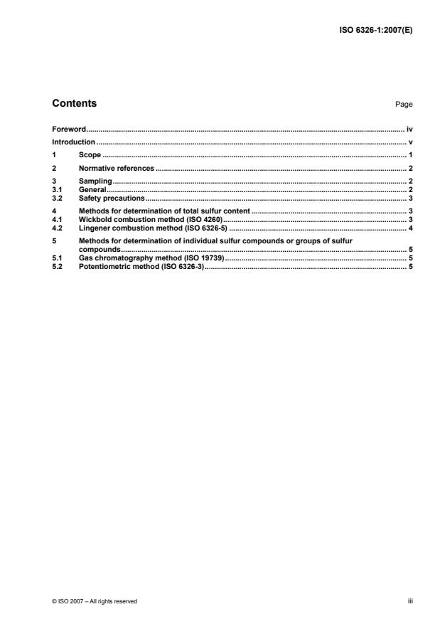ISO 6326-1:2007 - Natural gas -- Determination of sulfur compounds