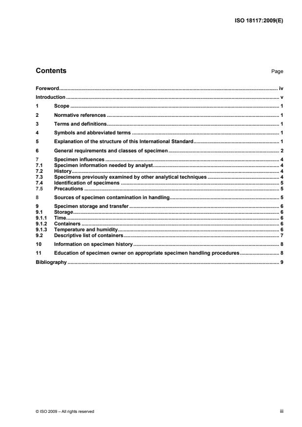 ISO 18117:2009 - Surface chemical analysis -- Handling of specimens prior to analysis