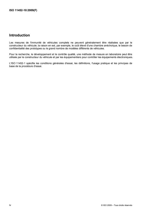 ISO 11452-10:2009 ISO 11452-10:2009 - Véhicules routiers -- Méthodes d'essai d'un équipement soumis a des perturbations électriques par rayonnement d'énergie électromagnétique en bande étroite - Page 4 preview