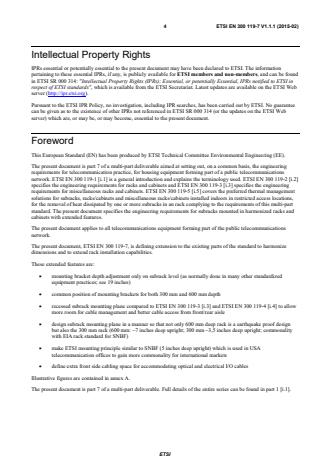 SIST EN 300 119-7 V1.1.1:2015 ETSI EN 300 119-7 V1.1.1 (2015-02) - Environmental Engineering (EE); European telecommunication standard for equipment practice; Part 7: Engineering requirements for Subracks in harmonized racks and cabinets with extended features - Page 4 preview