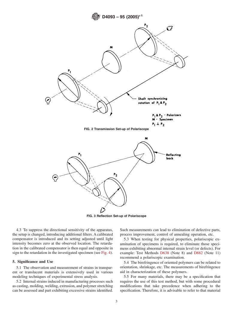 ASTM D4093-95(2005)e1 - Standard Test Method for Photoelastic Measurements of Birefringence and Residual Strains in Transparent or Translucent Plastic Materials