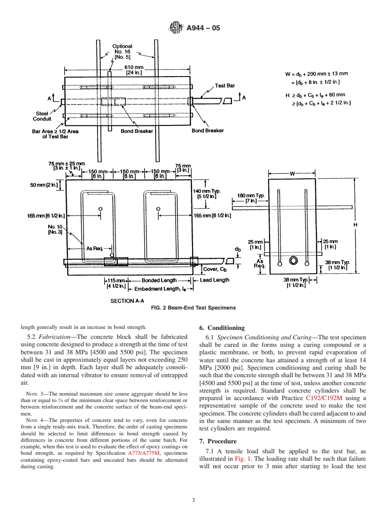 ASTM A944-05 - Standard Test Method for Comparing Bond Strength of Steel Reinforcing Bars to Concrete Using Beam-End Specimens