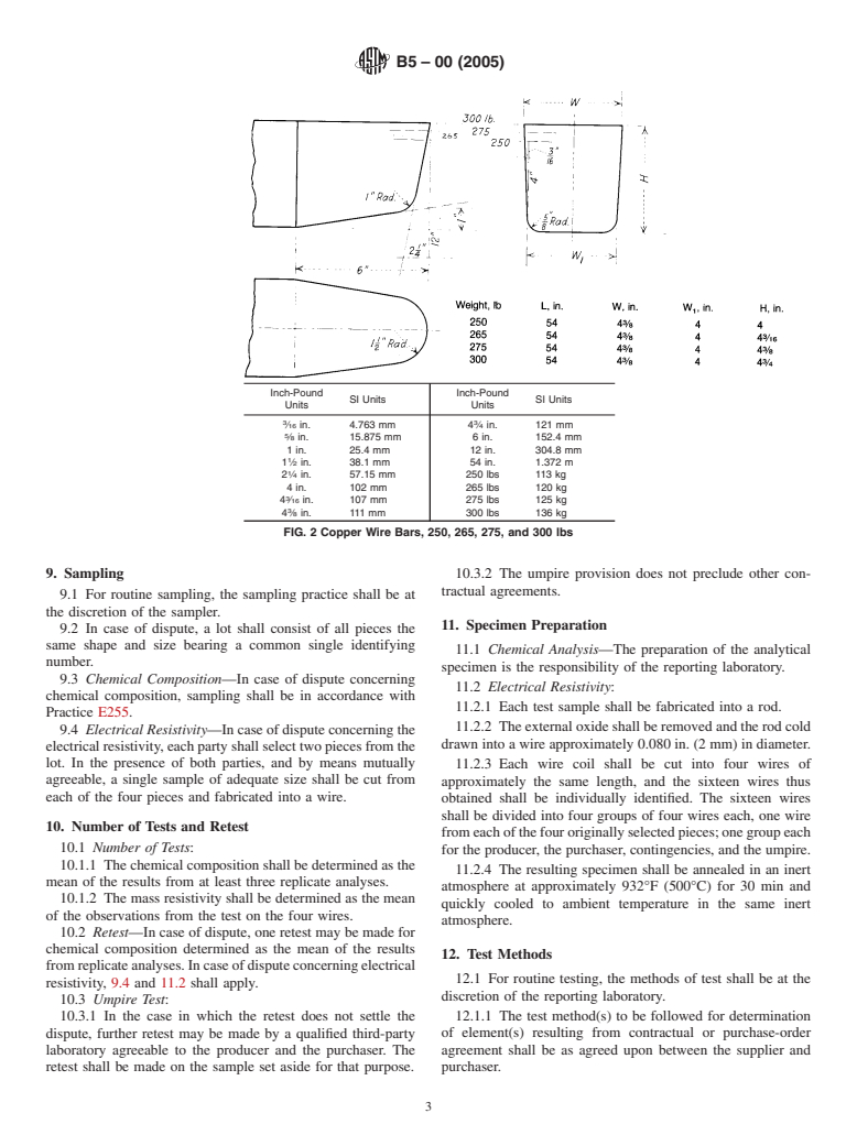 ASTM B5-00(2005) - Standard Specification for High Conductivity Tough-Pitch Copper Refinery Shapes