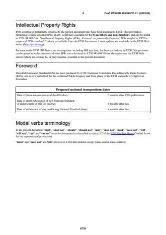 SIST EN 303 095 V1.2.1:2015 ETSI EN 303 095 V1.2.1 (2015-02) - Reconfigurable Radio Systems (RRS); Radio Reconfiguration related Architecture for Mobile Devices - Page 4 preview