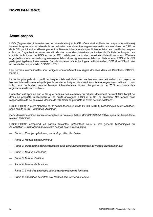 ISO/IEC 9995-1:2006 ISO/IEC 9995-1:2006 - Technologies de l'information -- Disposition des claviers conçus pour la bureautique - Page 4 preview