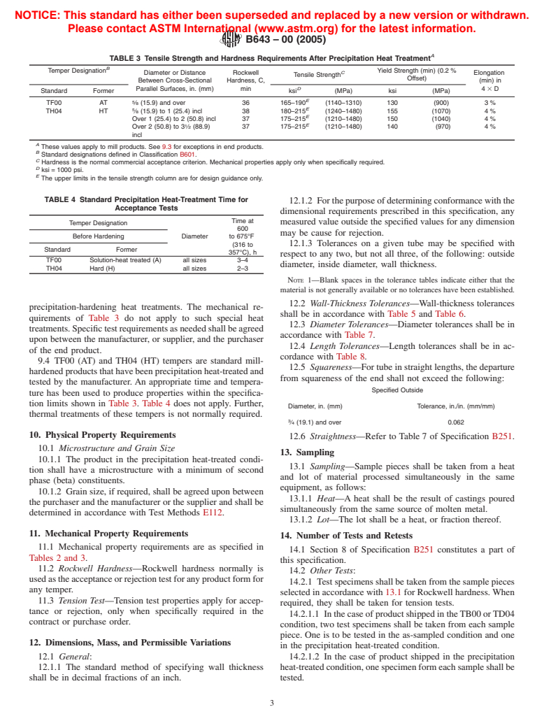 ASTM B643-00(2005) - Standard Specification for Copper-Beryllium Alloy Seamless Tube