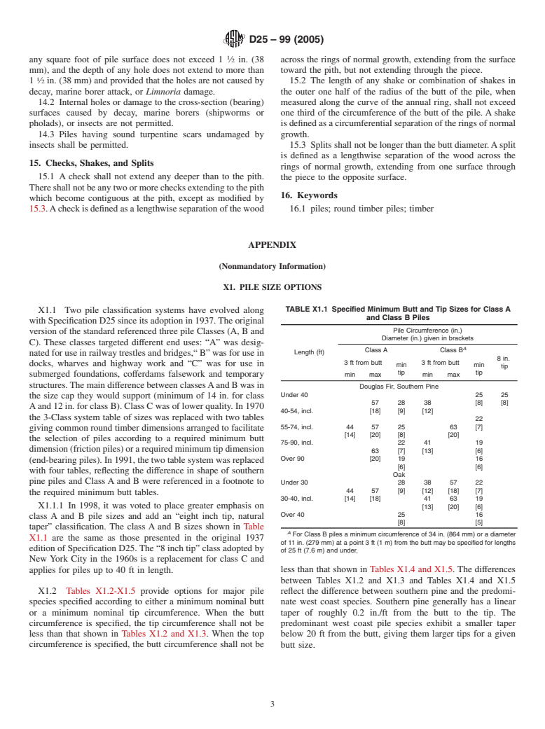 ASTM D25-99(2005) - Standard Specification for Round Timber Piles