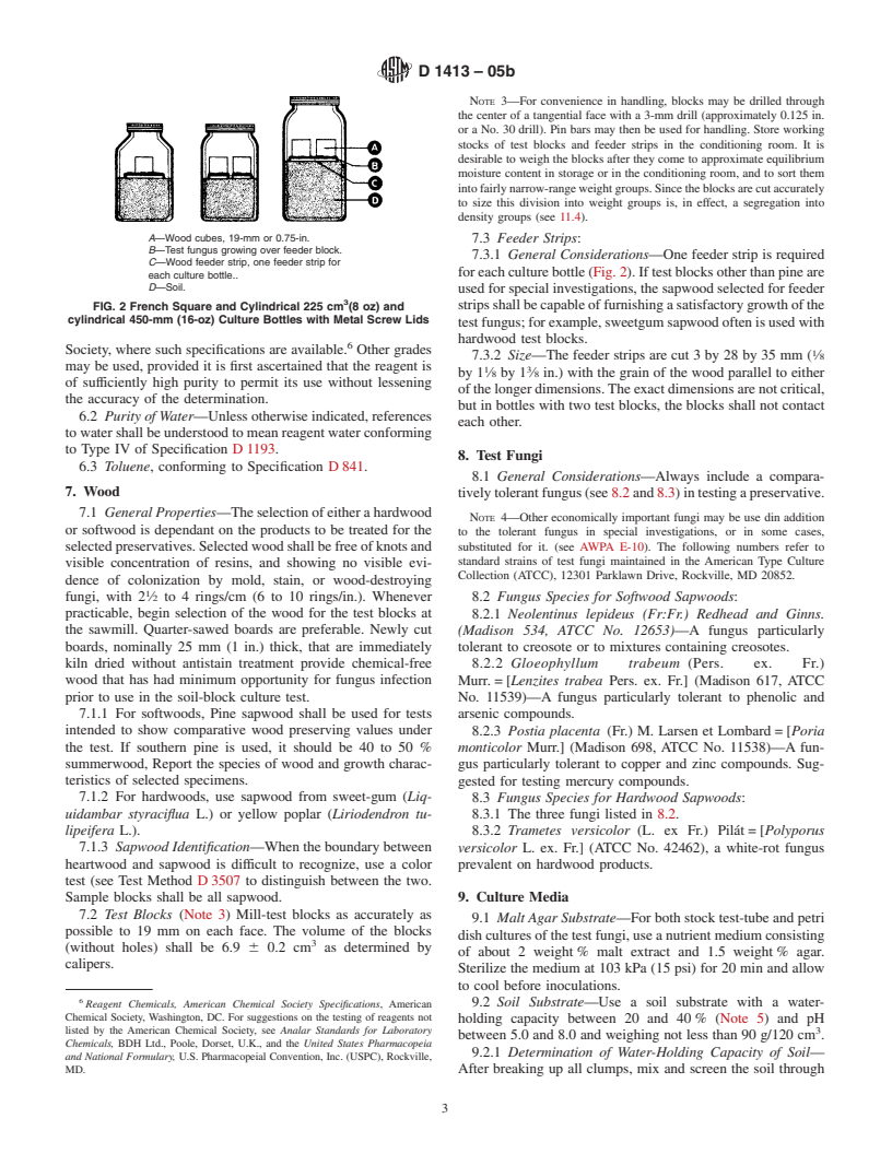 ASTM D1413-05b - Standard Test Method for Wood Preservatives by Laboratory Soil-Block Cultures