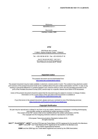 SIST EN 303 146-1 V1.2.1:2016 ETSI EN 303 146-1 V1.1.2 (2015-07) - Reconfigurable Radio Systems (RRS); Mobile Device Information Models and Protocols; Part 1: Multiradio Interface (MURI) - Page 2 preview