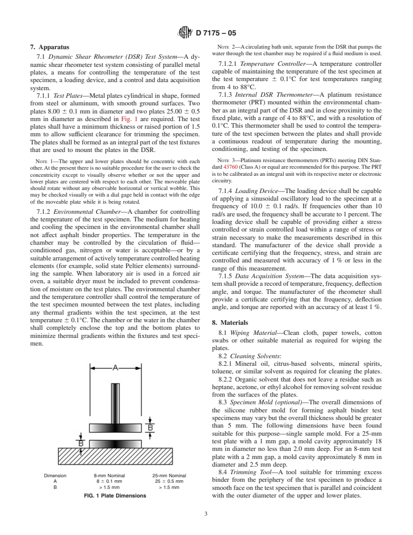 ASTM D7175-05 - Standard Test Method for Determining the Rheological Properties of Asphalt Binder Using a Dynamic Shear Rheometer