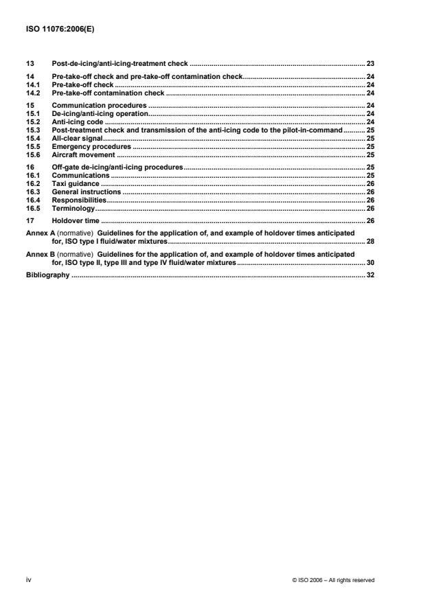 ISO 11076:2006 ISO 11076:2006 - Aircraft -- Ground-based de-icing/anti-icing methods with fluids - Page 4 preview