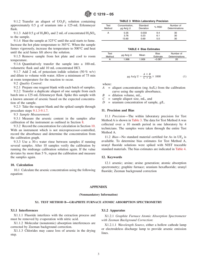 ASTM C1219-05 - Standard Test Methods for Arsenic in Uranium Hexafluoride