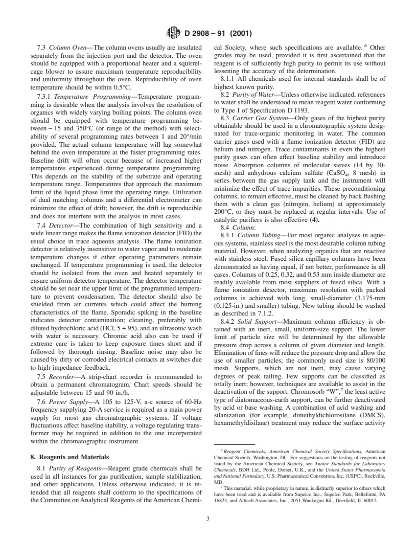 ASTM D2908-91(2001) - Standard Practice for Measuring Volatile Organic Matter in Water by Aqueous-Injection Gas Chromatography