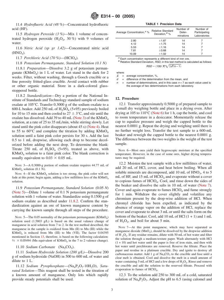 ASTM E314-00(2005) - Standard Test Methods for Manganese in Iron Ores