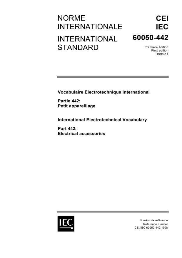 IEC 60050-442:1998 - International Electrotechnical Vocabulary (IEV) - Part 442: Electrical accessories