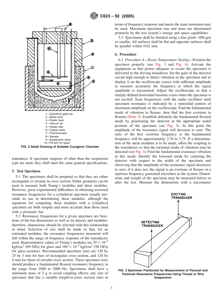 ASTM C623-92(2005) - Standard Test Method for Young's Modulus, Shear Modulus, and Poisson's Ratio for Glass and Glass-Ceramics by Resonance