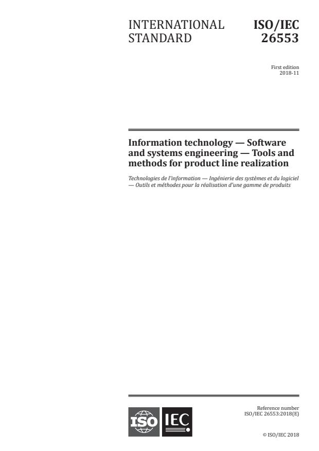 ISO/IEC 26553:2018 - Information technology -- Software and systems engineering -- Tools and methods for product line realization