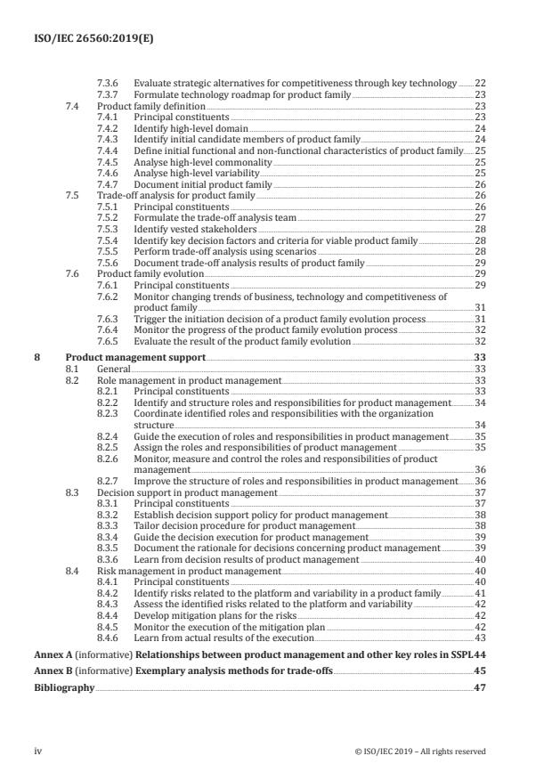 ISO/IEC 26560:2019 ISO/IEC 26560:2019 - Software and systems engineering -- Tools and methods for product line product management - Page 4 preview