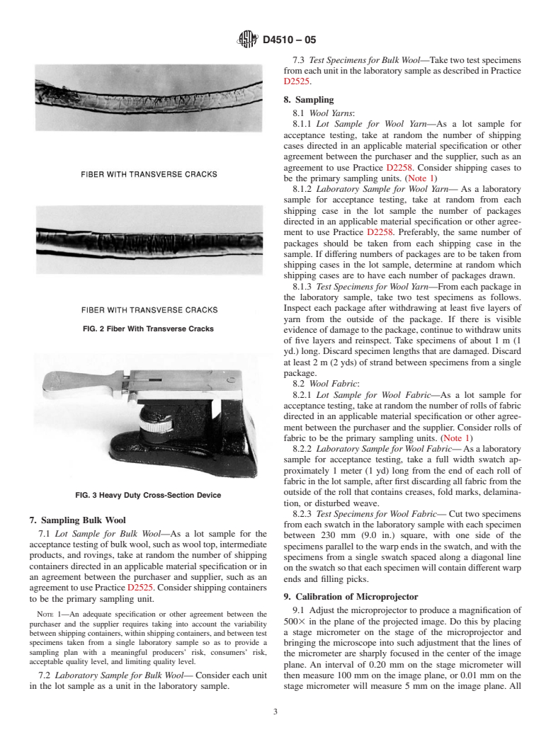 ASTM D4510-05 - Standard Test Method for Counting Partial Cleavages in Wool and Other Animal Fibers