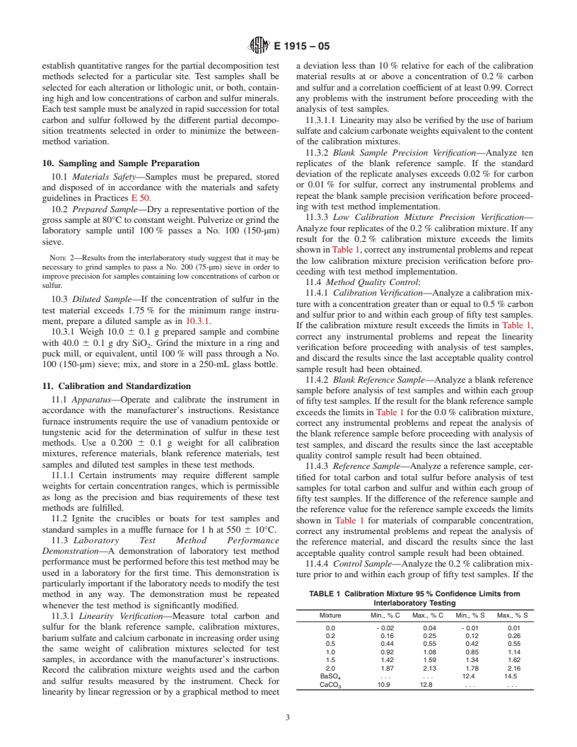 ASTM E1915-05 - Standard Test Methods for Analysis of Metal Bearing Ores and Related Materials by Combustion Infrared Absorption Spectrometry