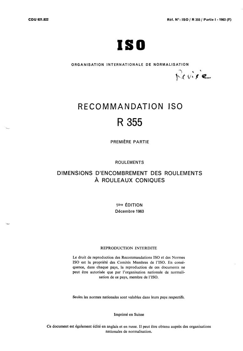 ISO/R 355-1:1963 - Withdrawal of ISO/R 355/1-1963
Released:12/1/1963